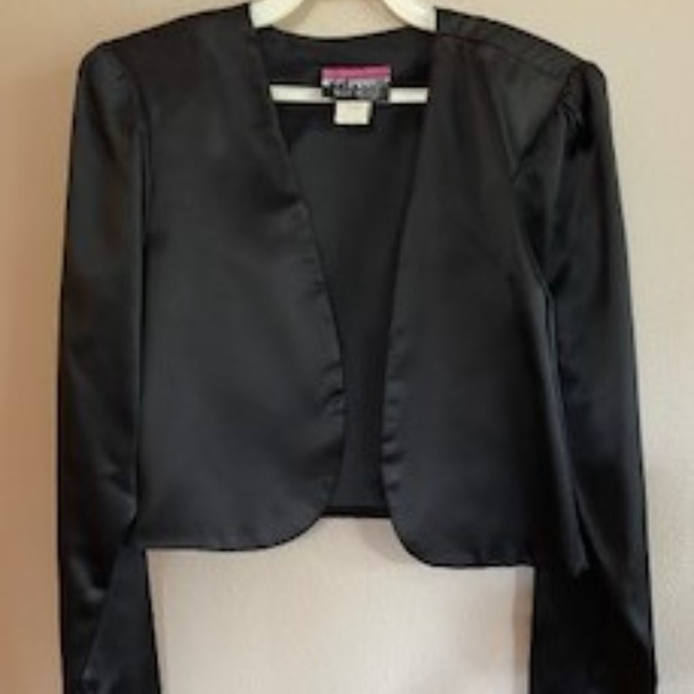 Black Satin-Look Bolero Jacket